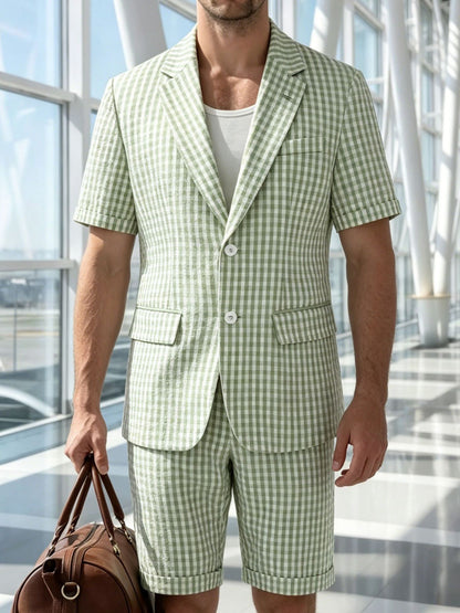 Lelmont Checkered Resort Blazer Set