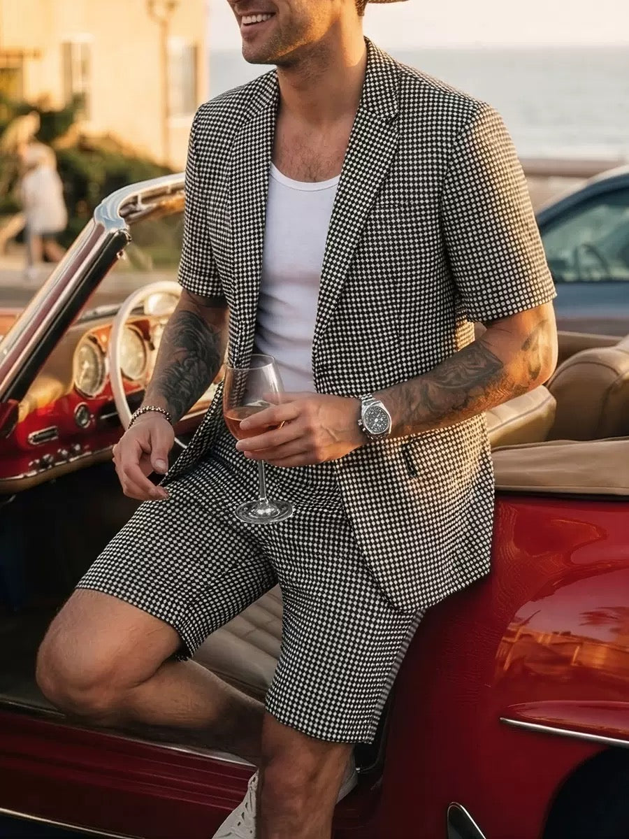 Lelmont Checkered Resort Blazer Set