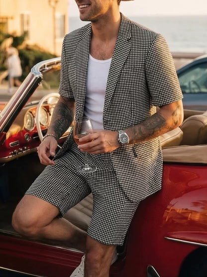 Lelmont Checkered Resort Blazer Set