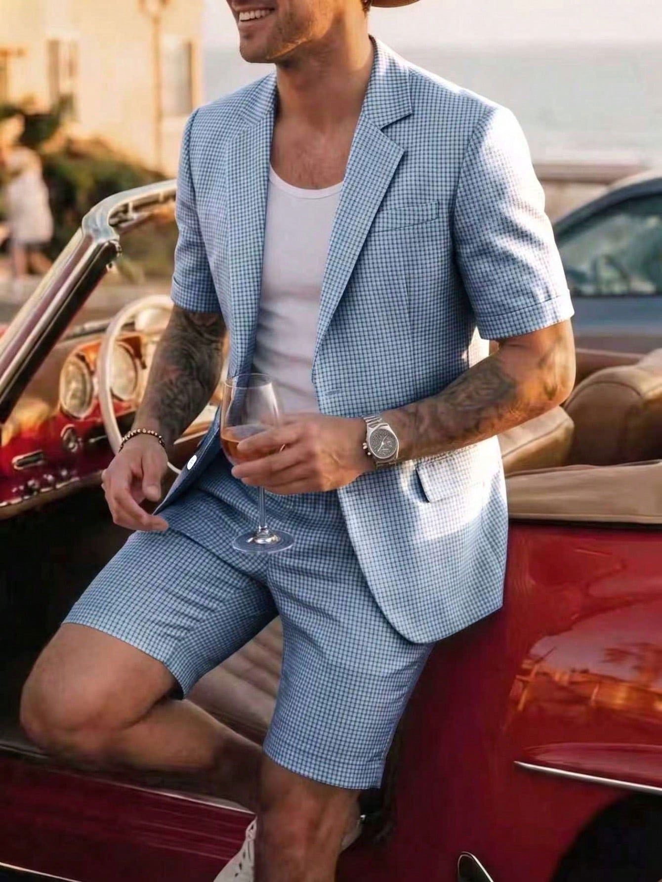 Lelmont Checkered Resort Blazer Set