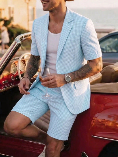 Lelmont Checkered Resort Blazer Set