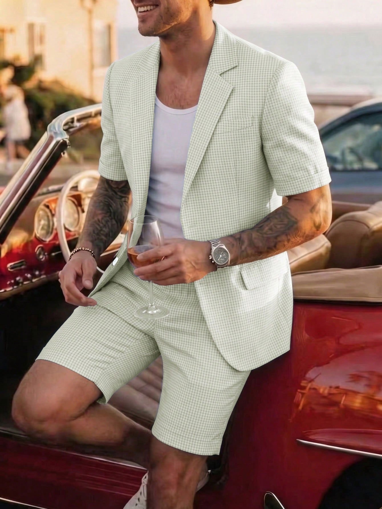 Lelmont Checkered Resort Blazer Set