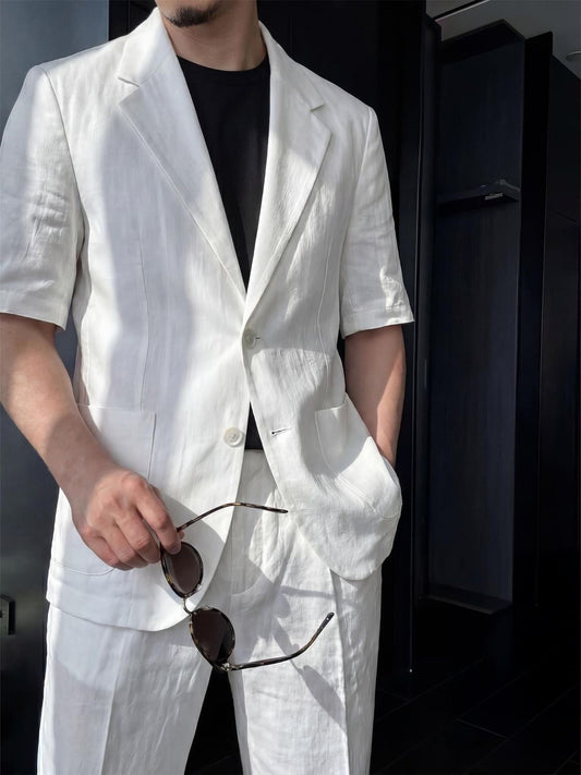 Tencel-Linen Short Sleeve Resort Suit Set
