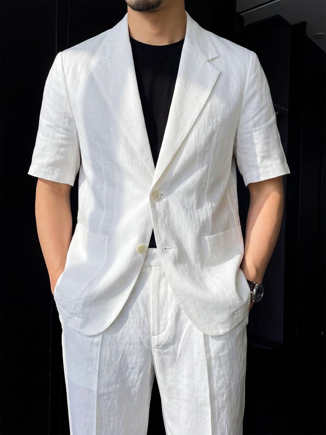 Tencel-Linen Short Sleeve Resort Suit Set