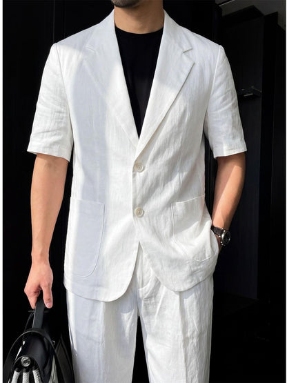Tencel-Linen Short Sleeve Resort Suit Set