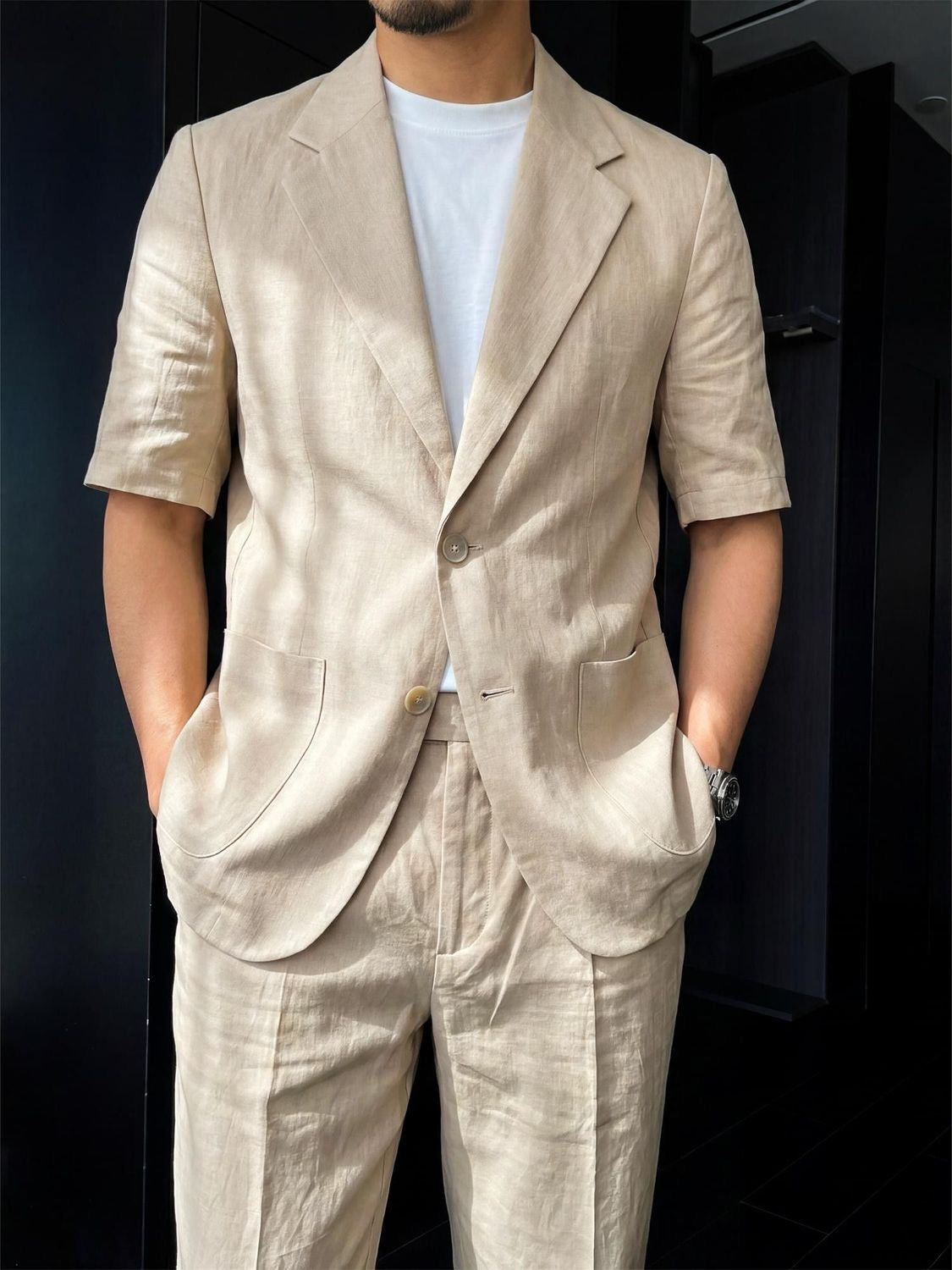 Tencel-Linen Short Sleeve Resort Suit Set