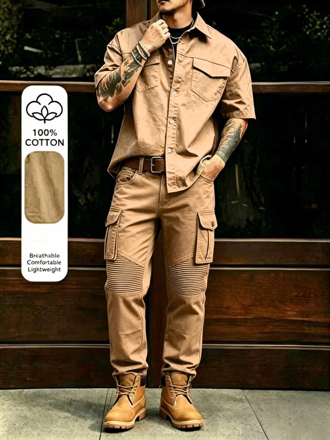 100% Cotton Utility Two-Piece Set
