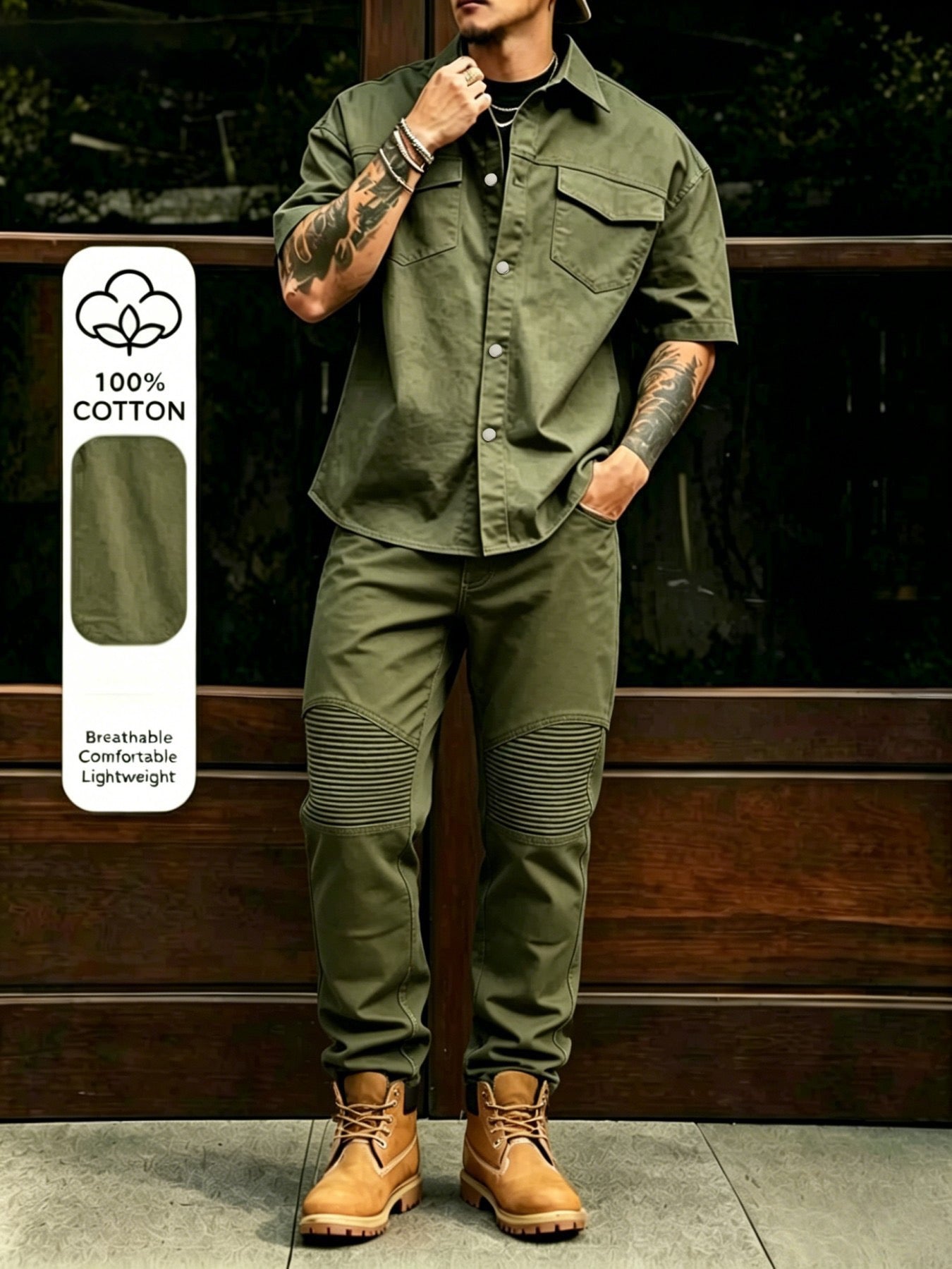100% Cotton Utility Two-Piece Set
