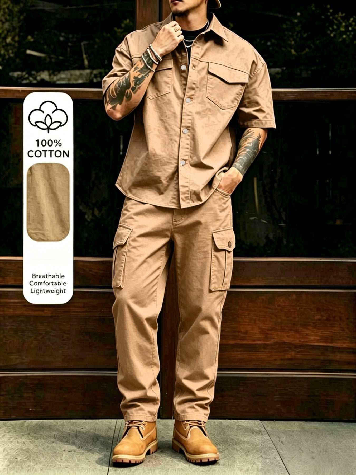 100% Cotton Utility Two-Piece Set