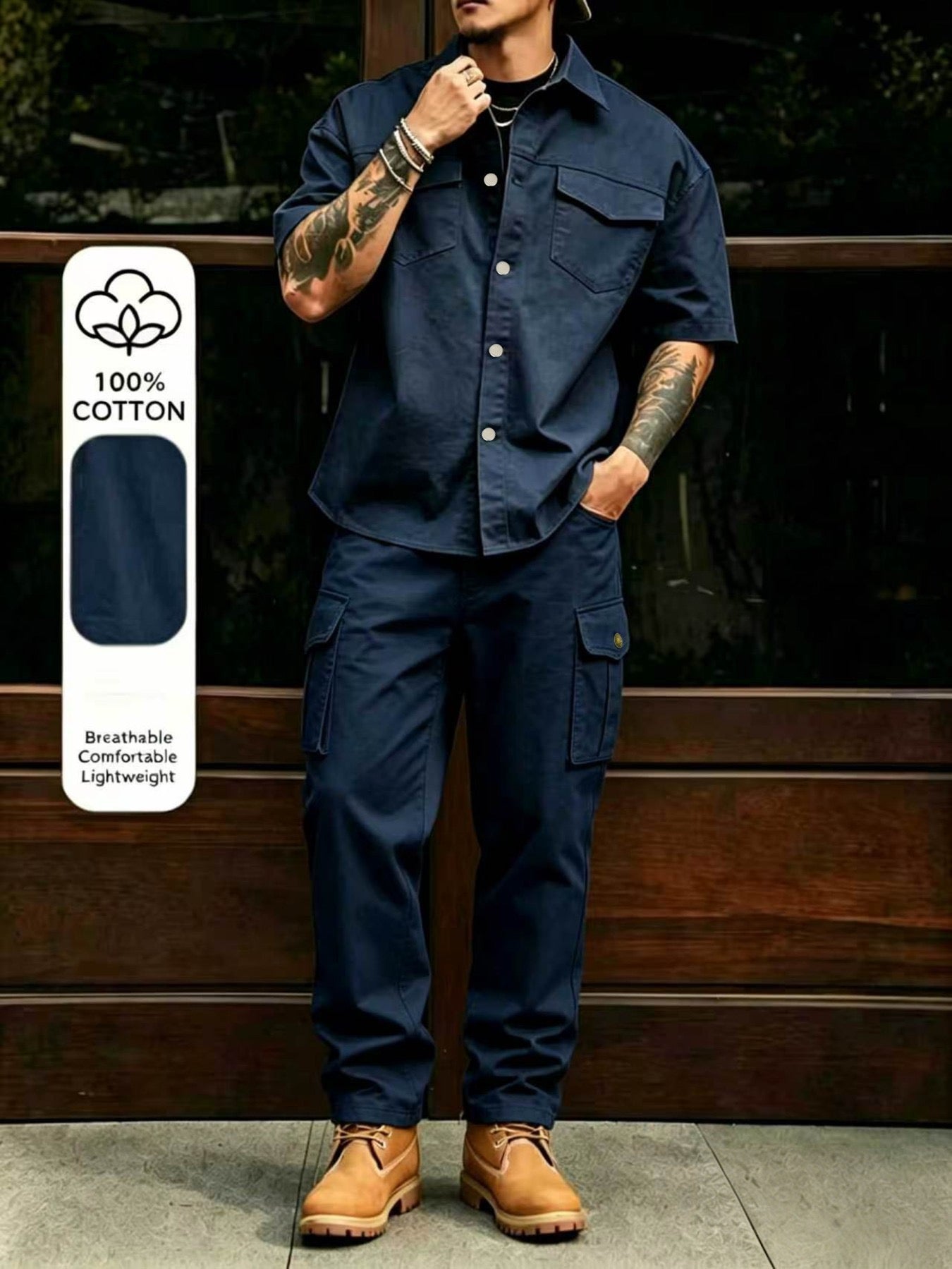 100% Cotton Utility Two-Piece Set