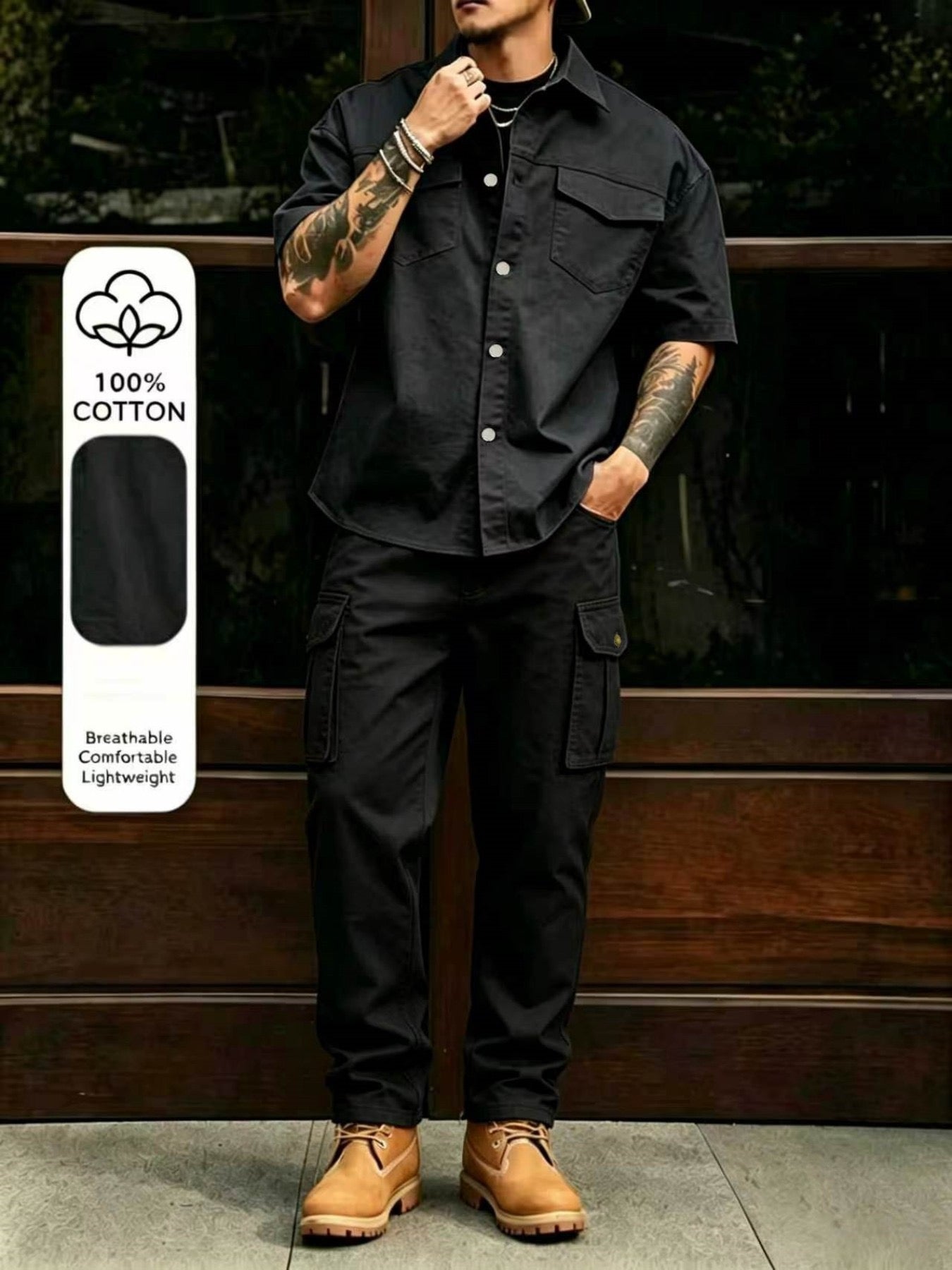 100% Cotton Utility Two-Piece Set